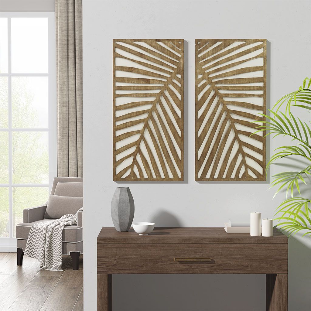 Two-tone 2-piece Wood Panel Wall Decor Set - LOLA VEGAS ART