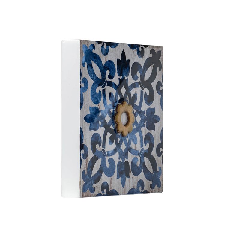 S/4 Abstract Blue, White, and Gold Wall Decor Accents, 9.5x9.5" - LOLA VEGAS ART