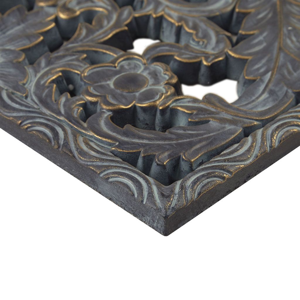 Distressed Carved Wood 2-piece Wall Decor Set