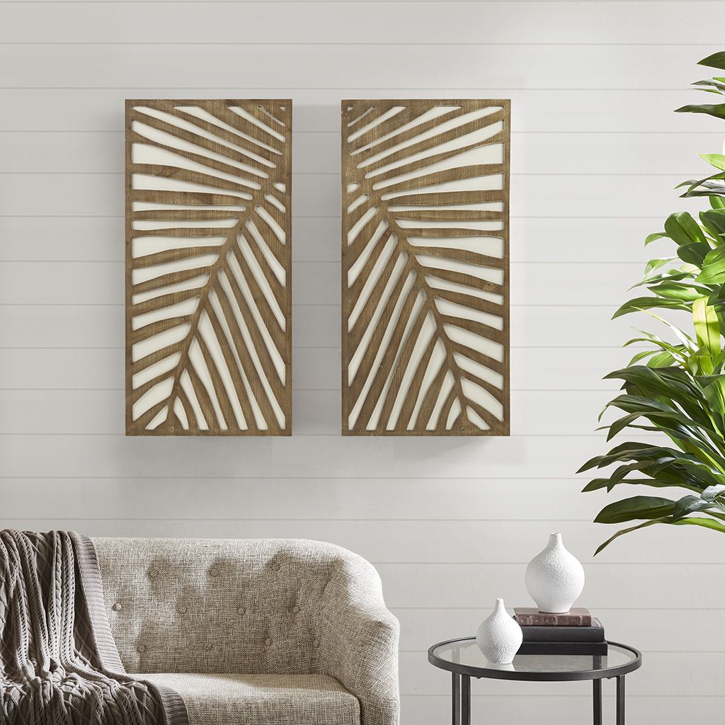 Two-tone 2-piece Wood Panel Wall Decor Set - LOLA VEGAS ART