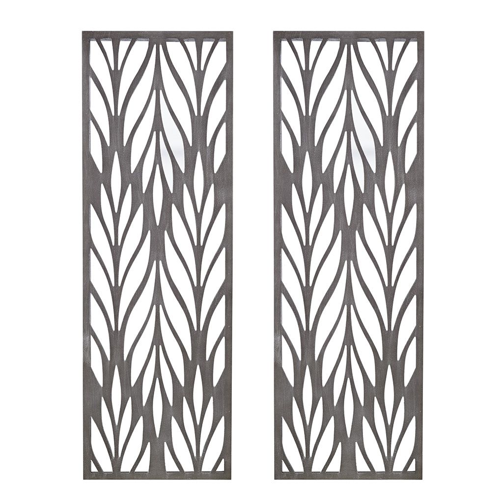 Grey Laser Cut Wood 2-piece Panel Wall Decor Set