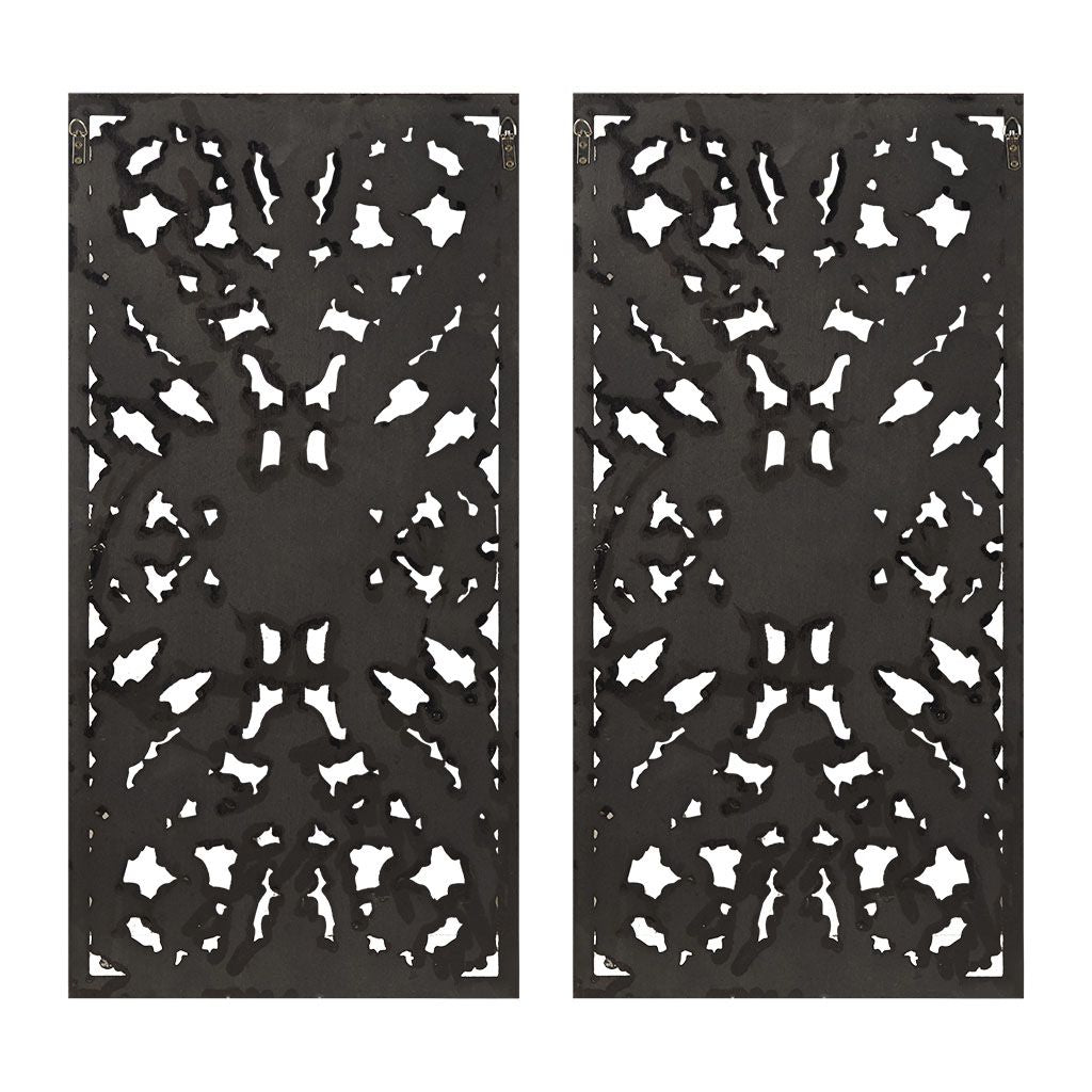 Distressed Carved Wood 2-piece Wall Decor Set