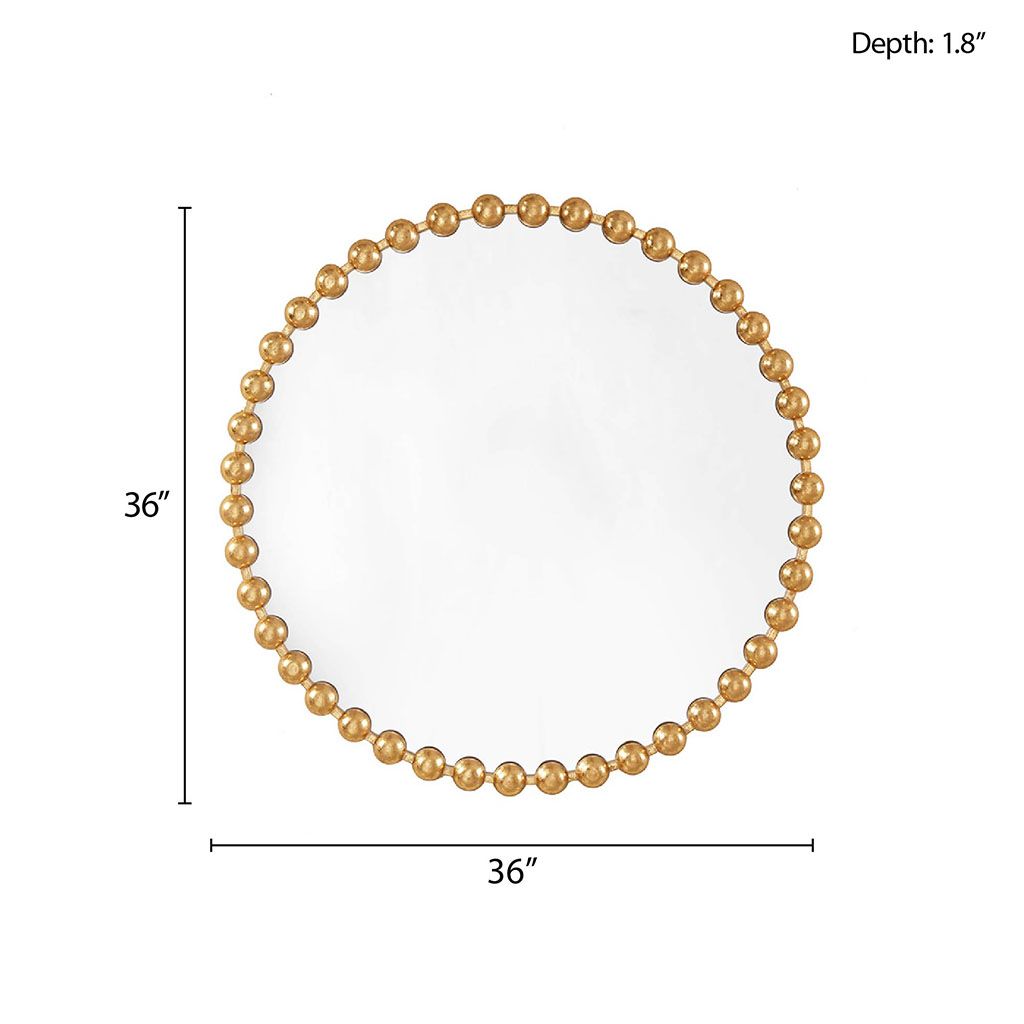 Beaded Round Wall Mirror 36"D - LOLA VEGAS ART