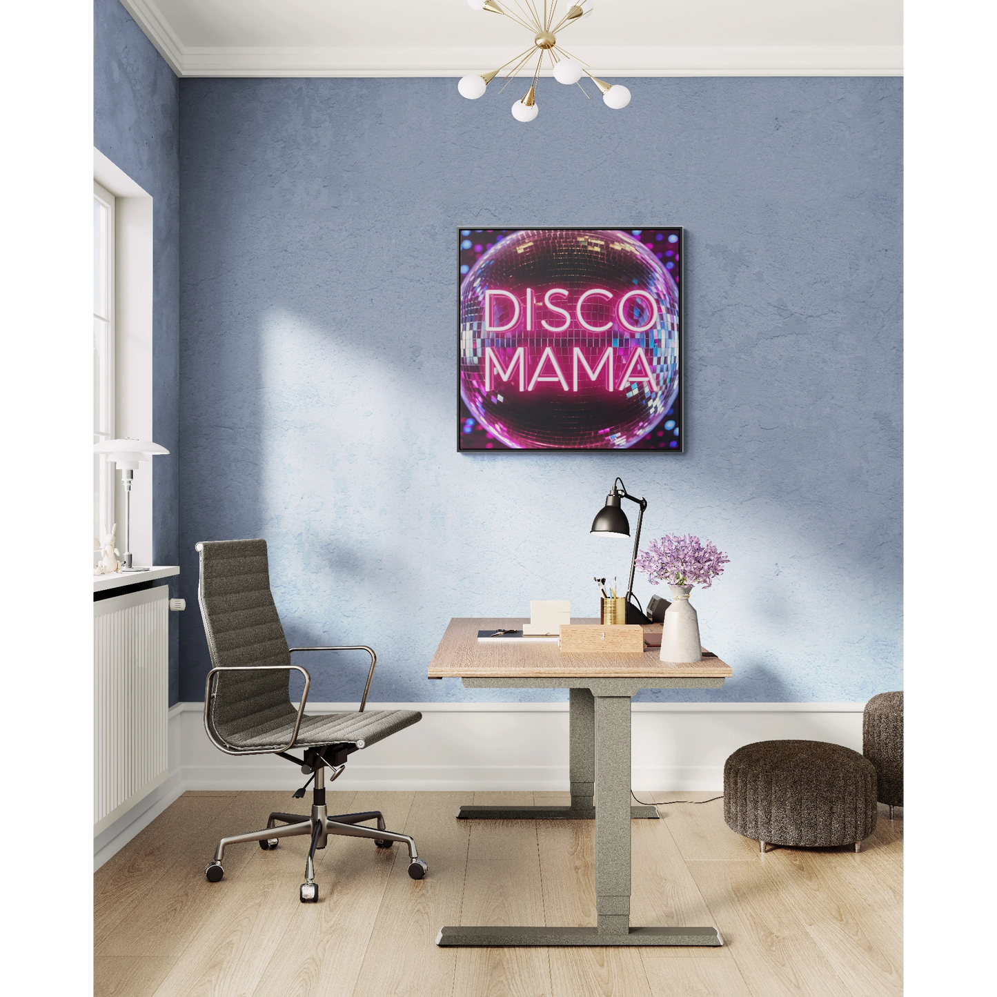 Disco Mama Pink Purple Square Frame Canvas Wall Art, Retro Funky Decor, Gallery Canvas Wraps, Disco Ball Typography Print, Disco Mama