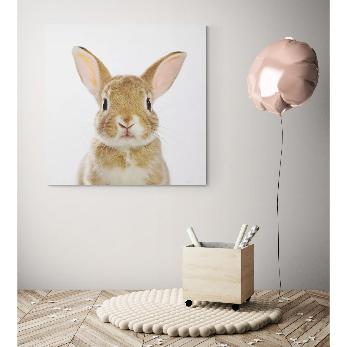 Canvas Print, Baby Bunny Fine Art Photography, Animal Lover Decor, Children's Room Wall Art, Matte Stretched Canvas, 1 25"