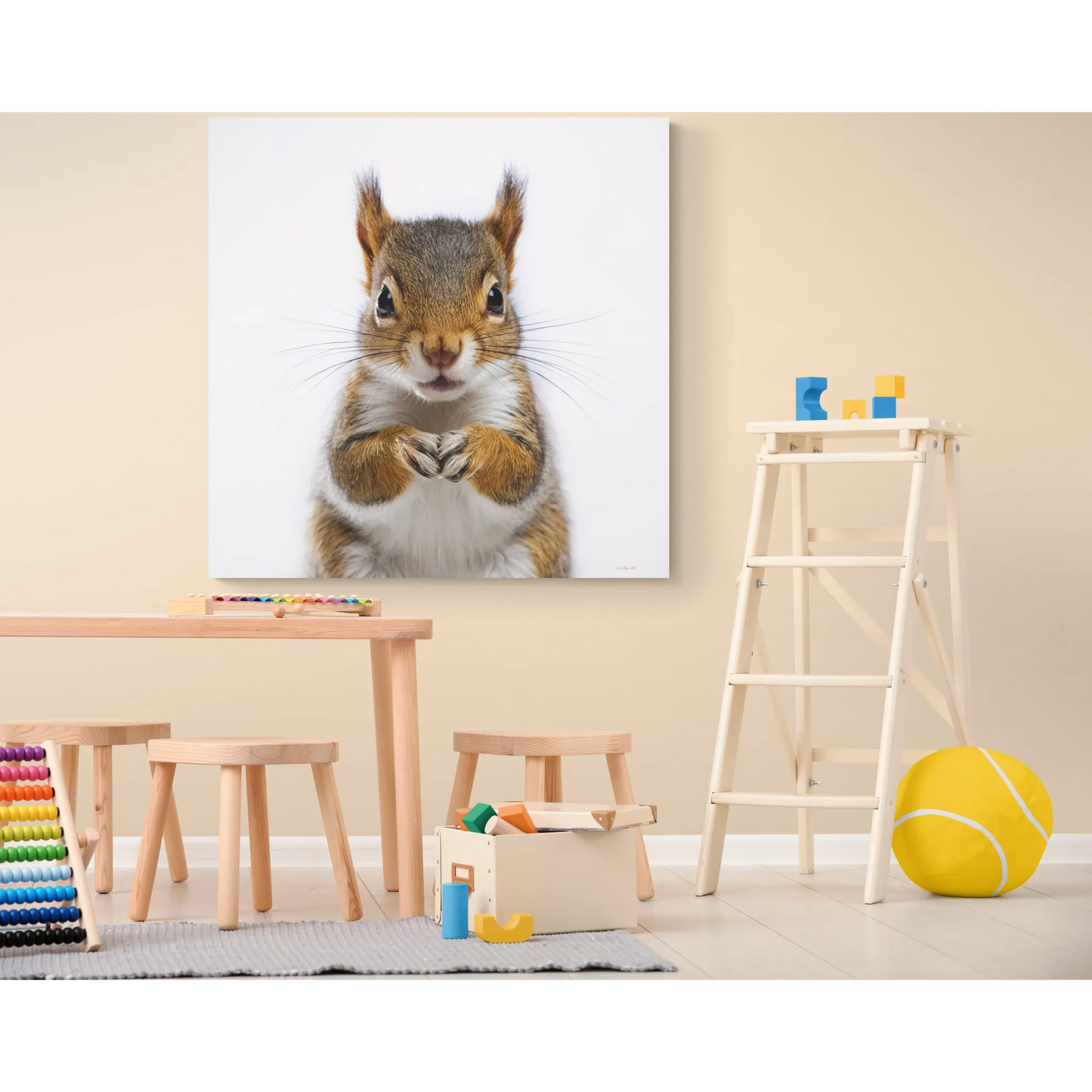 Canvas Print, Baby Squirrel Fine Art Photography on Matte Stretched Canvas, Animal Lover Decor, Children's Room Wall Art, Nursery