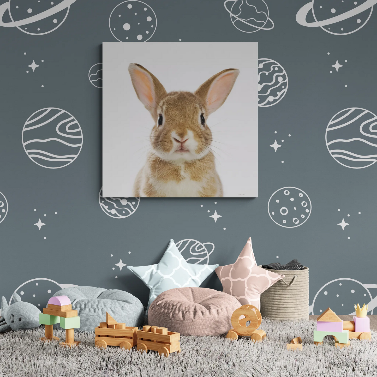 Canvas Print, Baby Bunny Fine Art Photography, Animal Lover Decor, Children's Room Wall Art, Matte Stretched Canvas, 1 25"