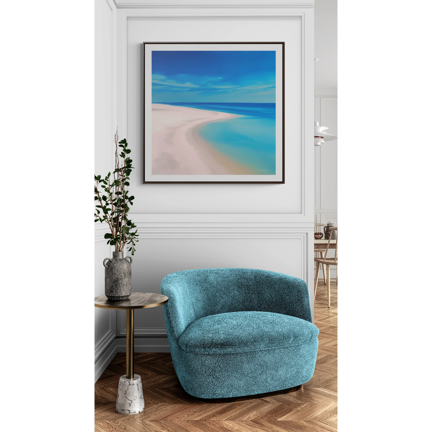 Square Frame Wall Art, Coastal Beach Decor, Gallery Canvas Wraps, Aerial Beach Scene, Serene Summer Beach Print, Ocean Wall Decor, Sandy