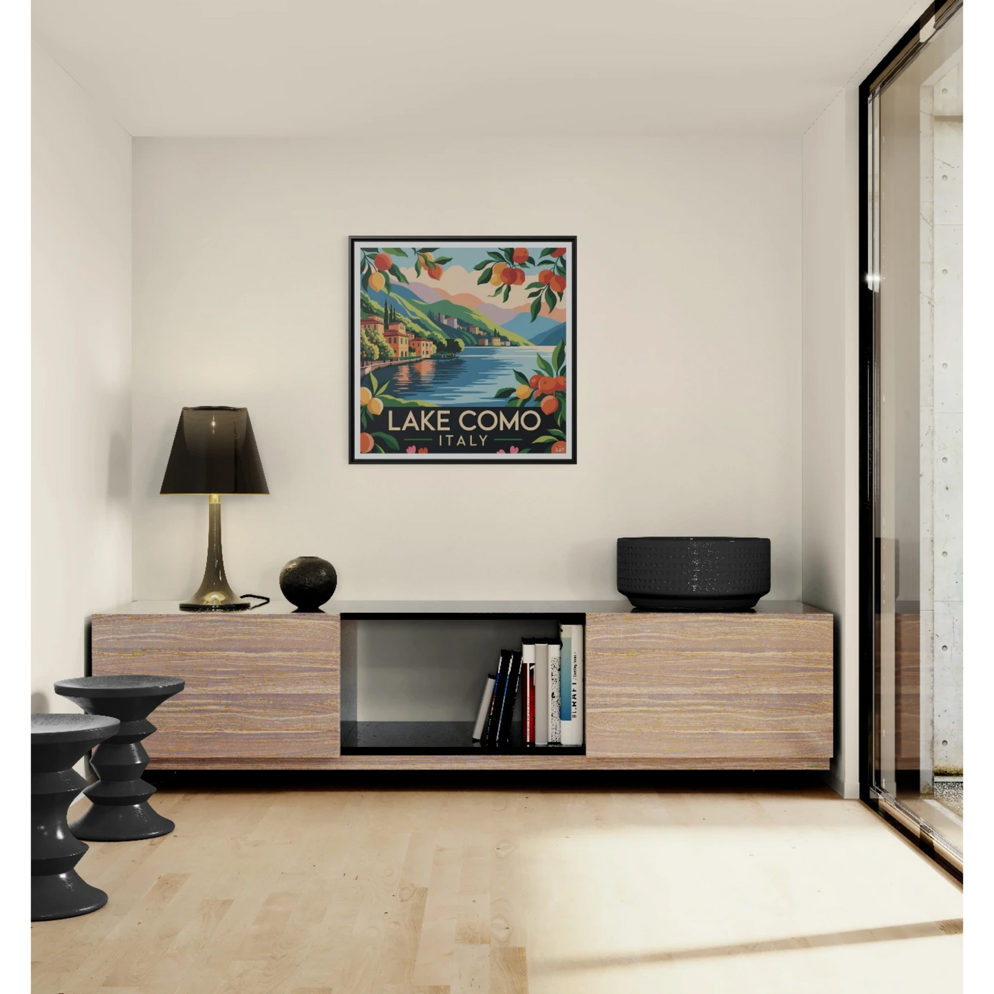 Framed Lake Como Wall Art, Vintage Wall Decor, Italian Landscape Artwork, Home Decor Gift, Travel Nostalgia