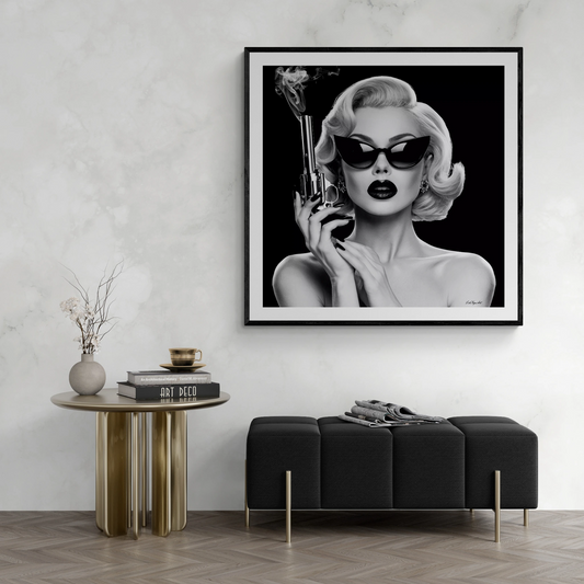 Film Noir Femme Fatale Square Canvas Wall Art, Noir Photography Print, Retro Black White Art Decor, Vintage Hollywood Glam Wall Decor,