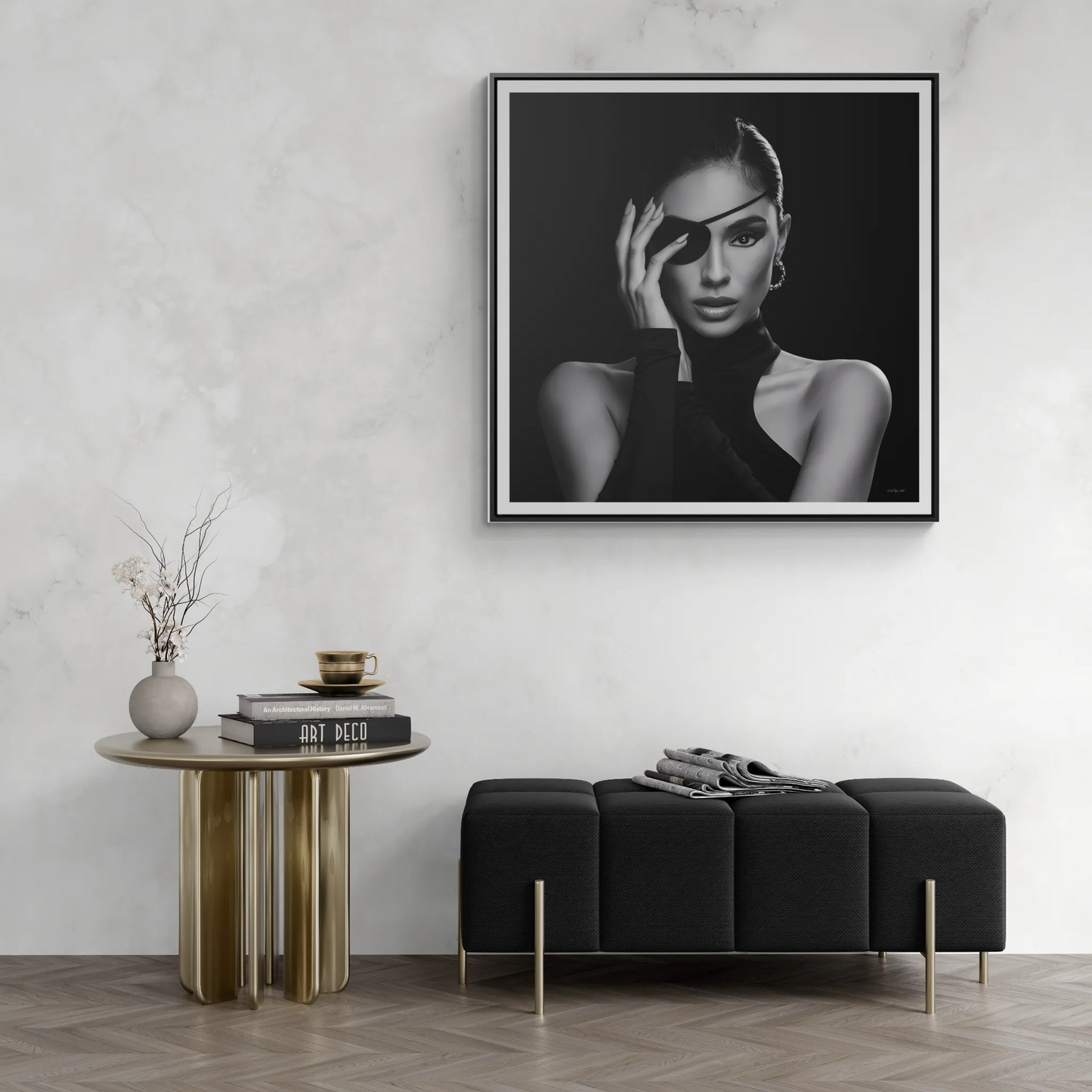 Square Frame Canvas Wall Art, Dramatic Black and White Woman Portrait Home Decor, Gallery Canvas Print, Fine Art Photography, Square Frame - LOLA VEGAS ART