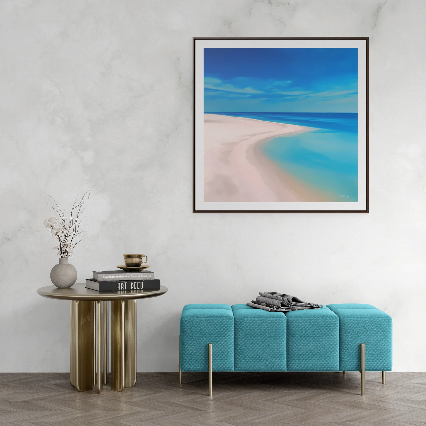 Square Frame Wall Art, Coastal Beach Decor, Gallery Canvas Wraps, Aerial Beach Scene, Serene Summer Beach Print, Ocean Wall Decor, Sandy