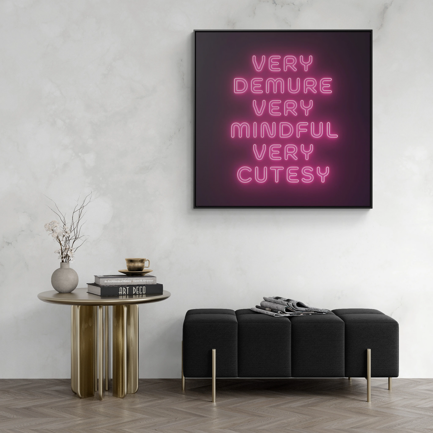 Trendy Quote Square Frame Canvas Wall Art for Fashionistas, Very Demure Very Mindful Very Cutesy, Fun Decor, Gallery Canvas Wraps, Home