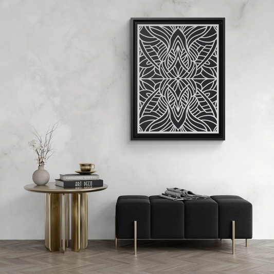 Canvas Wall Art, Black and White Tribal Design Vertical Frame - Ethnic and Dramatic, Gallery Prints, Wall Decor, Home Decoration, Living