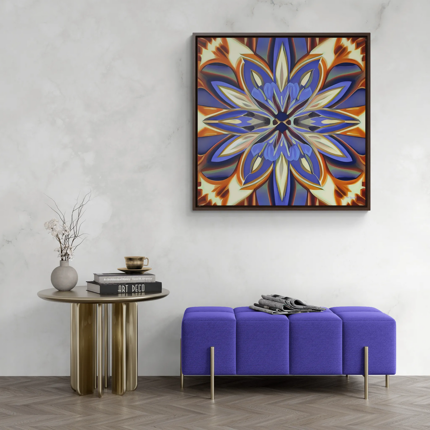 Canvas Wall Art, Abstract Floral Square Frame, Iris Purple Cream Brown Flowers, Home Decor, Gallery Prints, Floral Wall Decor, Room Decor,