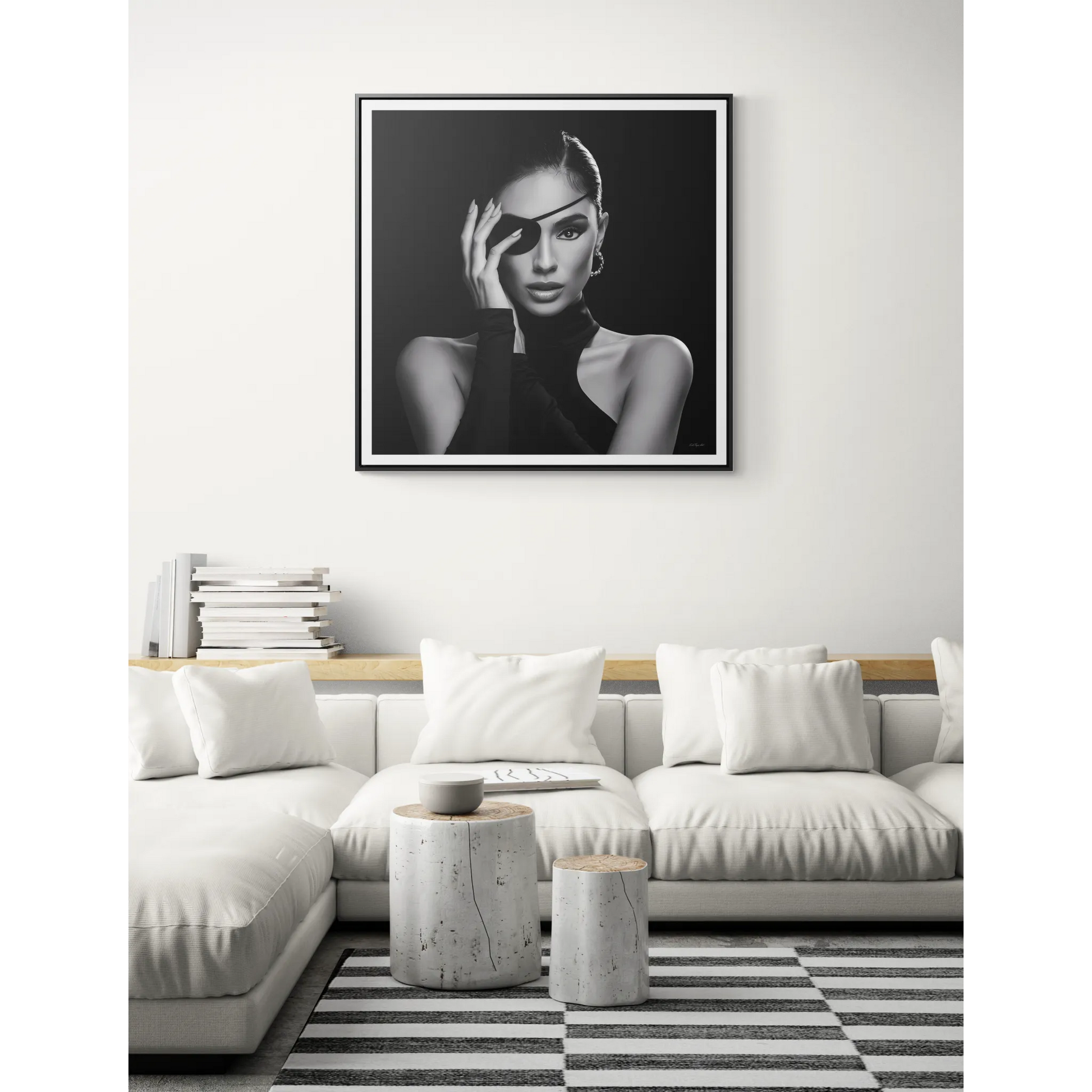 Square Frame Canvas Wall Art, Dramatic Black and White Woman Portrait Home Decor, Gallery Canvas Print, Fine Art Photography, Square Frame - LOLA VEGAS ART