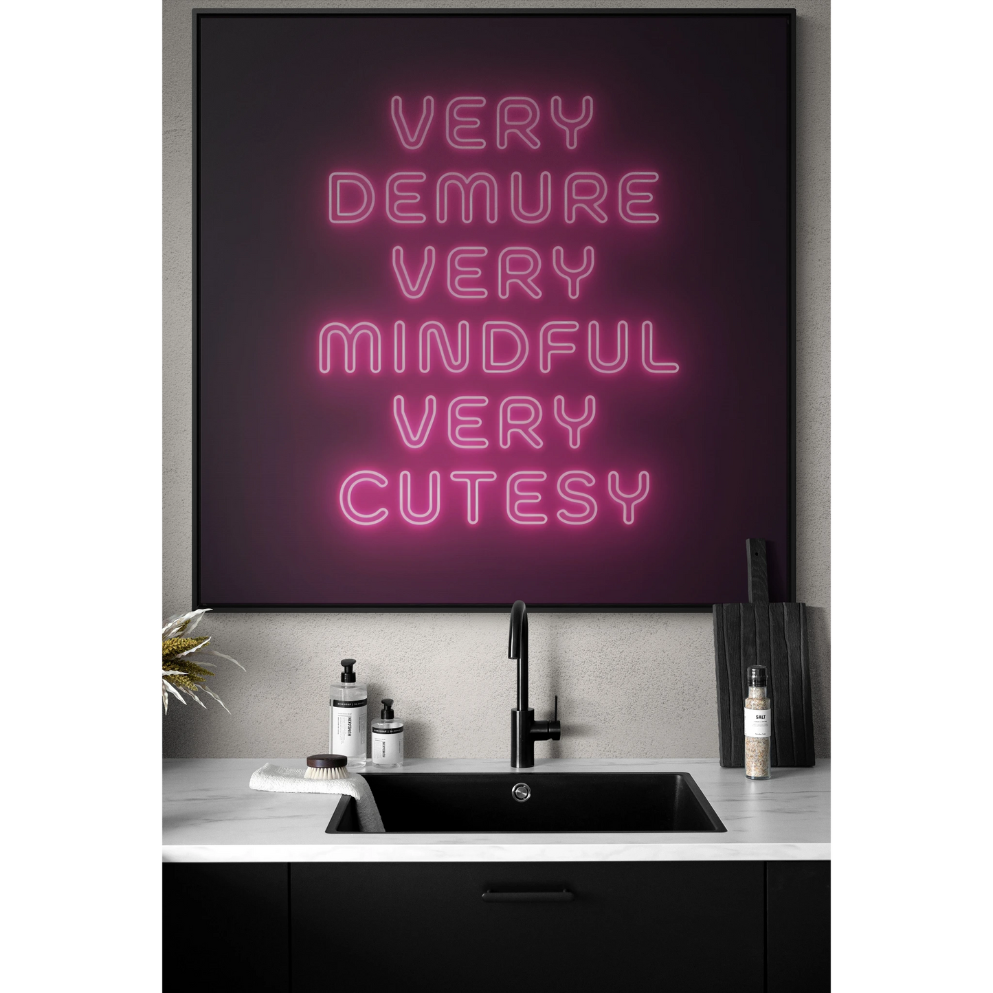 Trendy Quote Square Frame Canvas Wall Art for Fashionistas, Very Demure Very Mindful Very Cutesy, Fun Decor, Gallery Canvas Wraps, Home