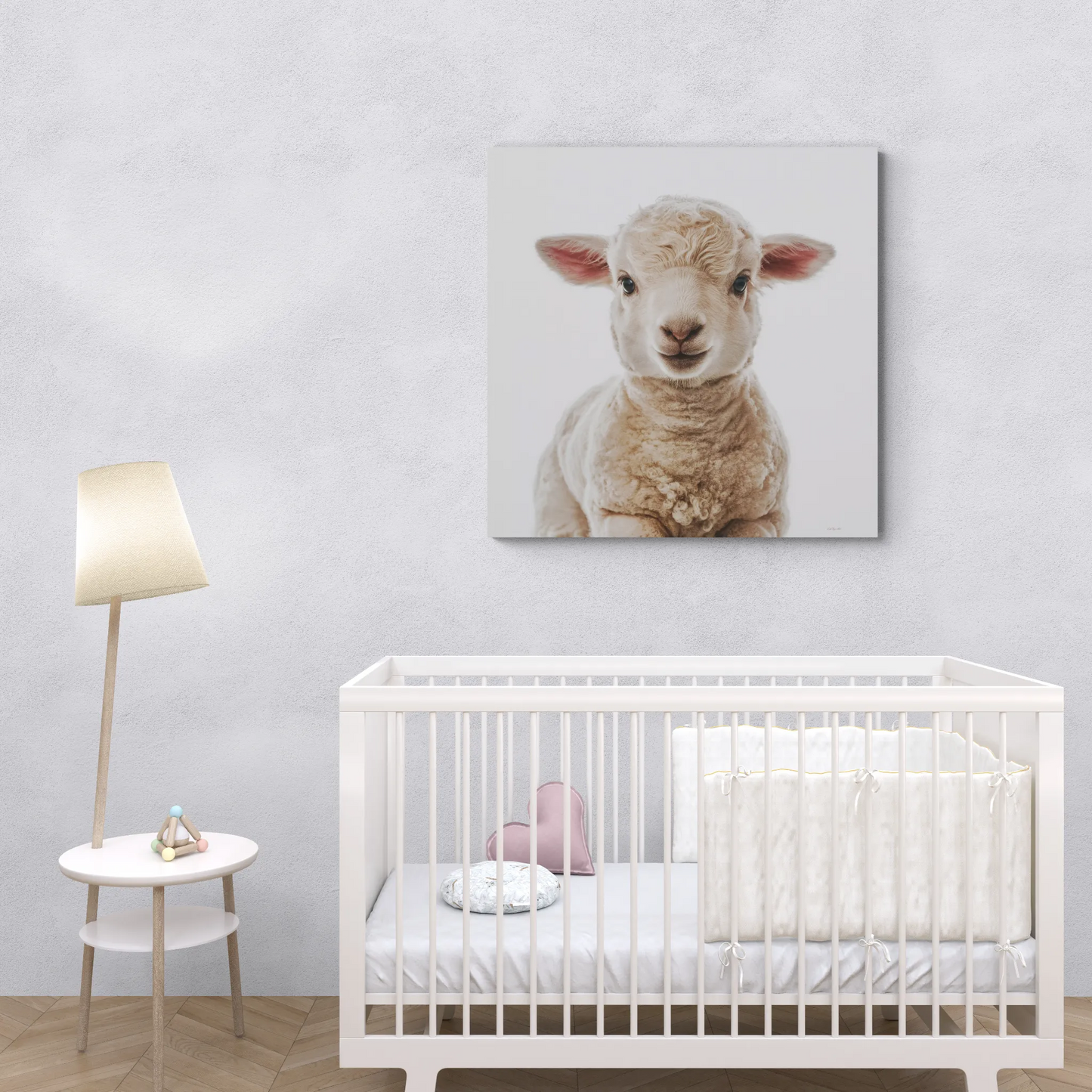 Canvas Wall Art, Baby Lamb Square Matte Stretched, Animal Lover Gift, Children's Decor, Fine Art Photography Print