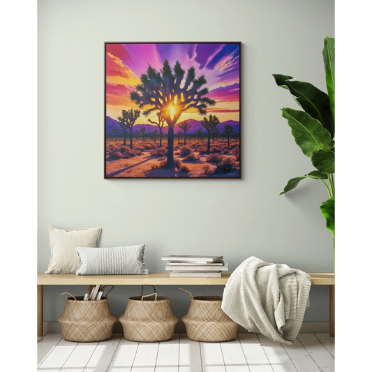 Joshua Tree Square Canvas, Gallery Wrap Wall Art, Square Frame Home Decor, Desert Landscape Print, Southwestern Wall Hanging