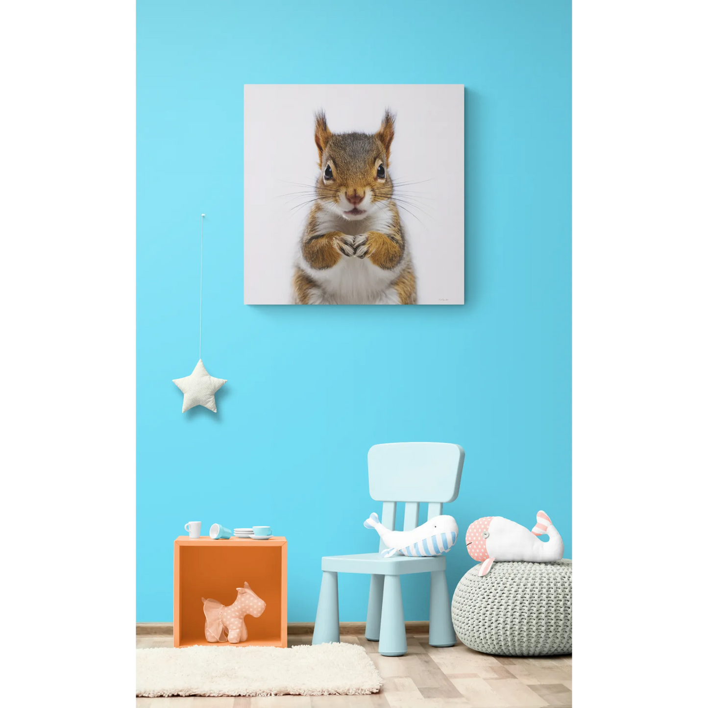 Canvas Print, Baby Squirrel Fine Art Photography on Matte Stretched Canvas, Animal Lover Decor, Children's Room Wall Art, Nursery