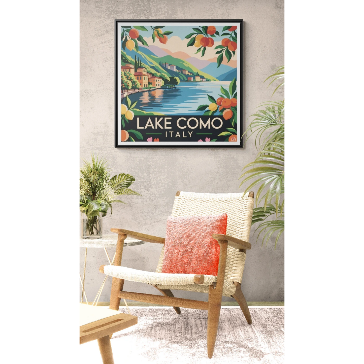 Framed Lake Como Wall Art, Vintage Wall Decor, Italian Landscape Artwork, Home Decor Gift, Travel Nostalgia