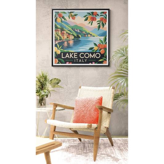 Framed Lake Como Wall Art, Vintage Wall Decor, Italian Landscape Artwork, Home Decor Gift, Travel Nostalgia - LOLA VEGAS ART