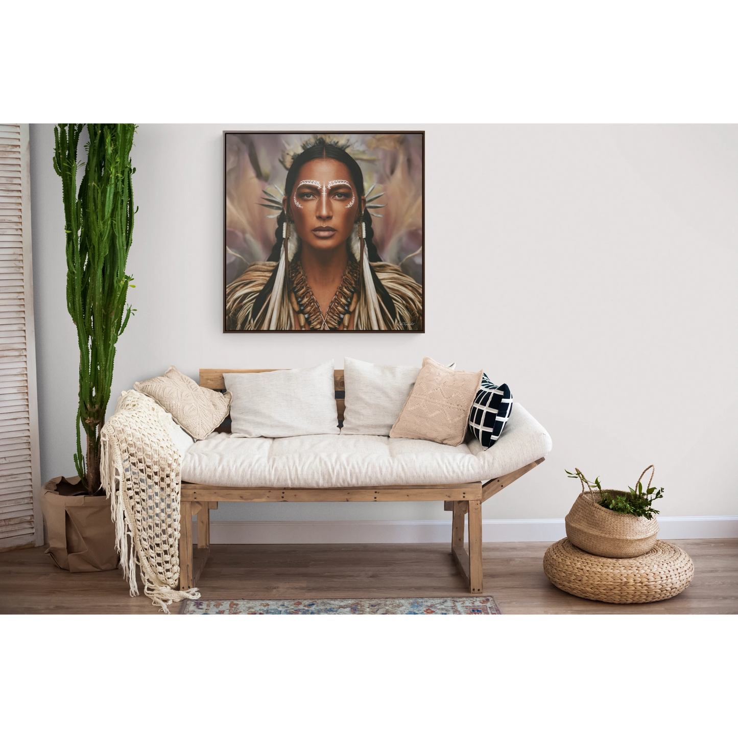 Woman Square Framed Canvas Wall Art, Gallery Canvas Wraps, Fine Art Photography Print, Home Decor, Wall Hanging, Boho Chic,