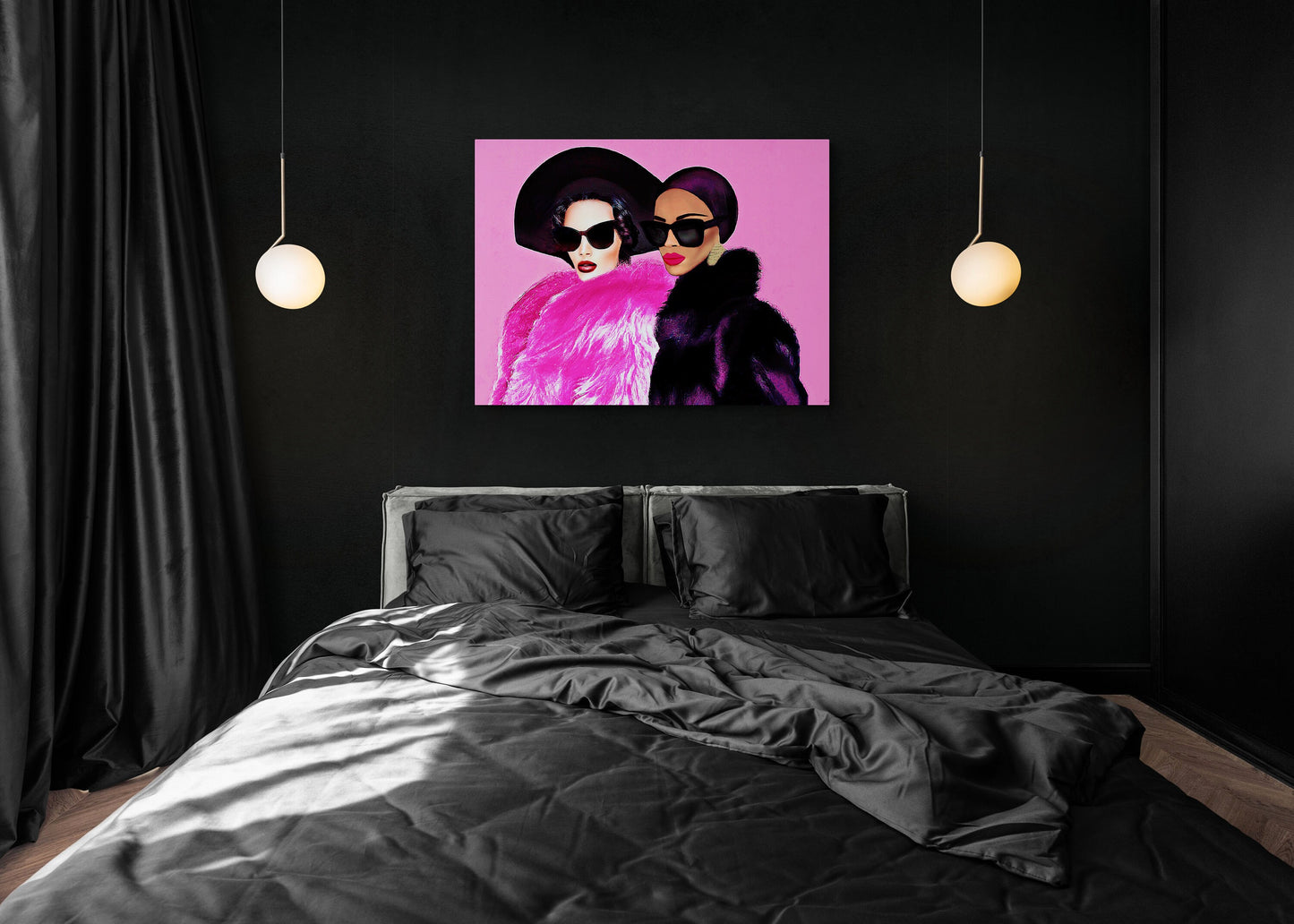 fur coat, sunglasses, black woman art, wall art, wall art canvas, wall art dcor, woman dcor, girl power