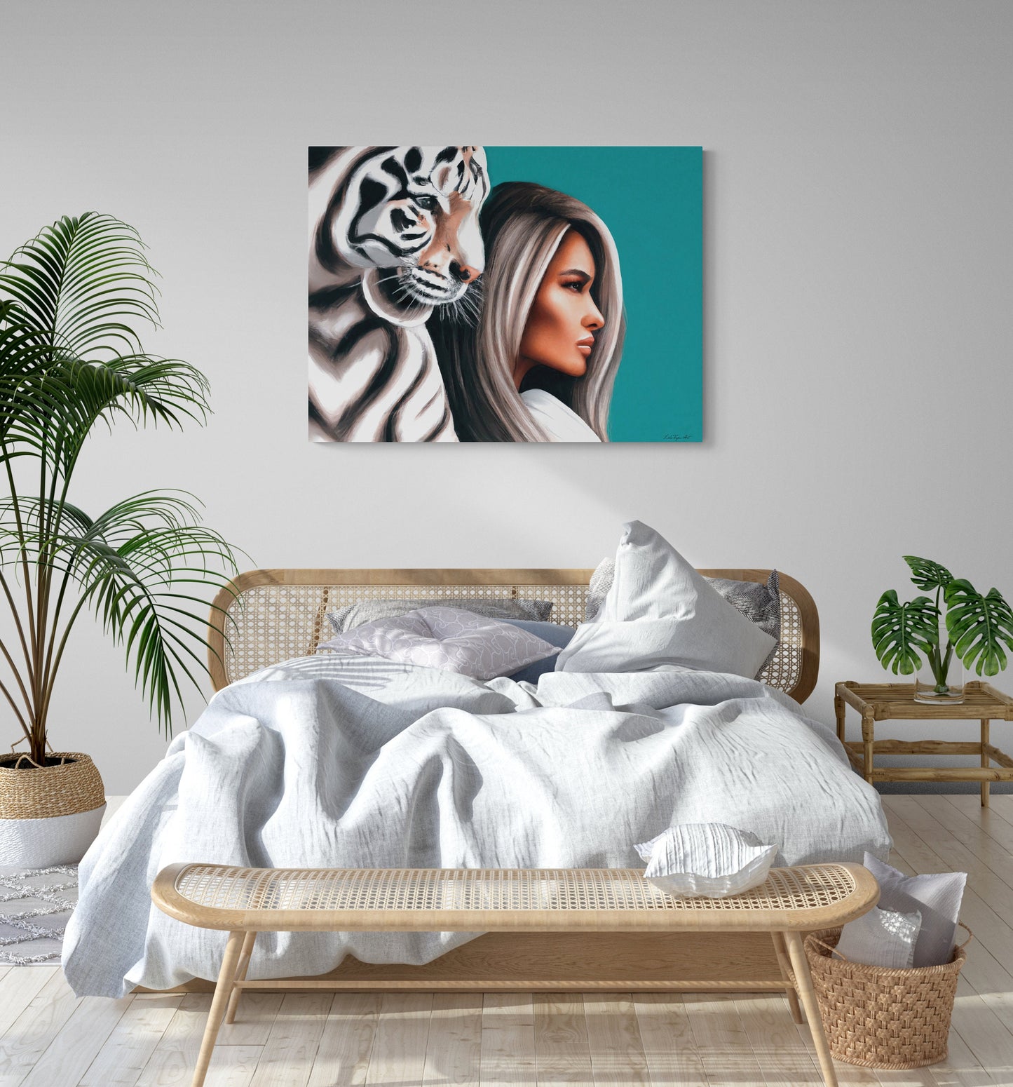 white tiger, wall art animals, tiger print, animal print, wall art woman, wall art, wall art canvas, wall art dcor,