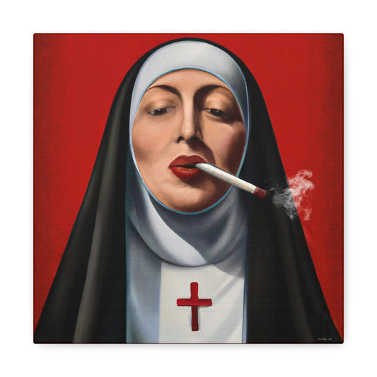 wall art, wall art canvas, wall art decor, wall art prints, wall decor, nuns, funny wall art, smoking, cigarette, christian, wall art usa, - LOLA VEGAS ART