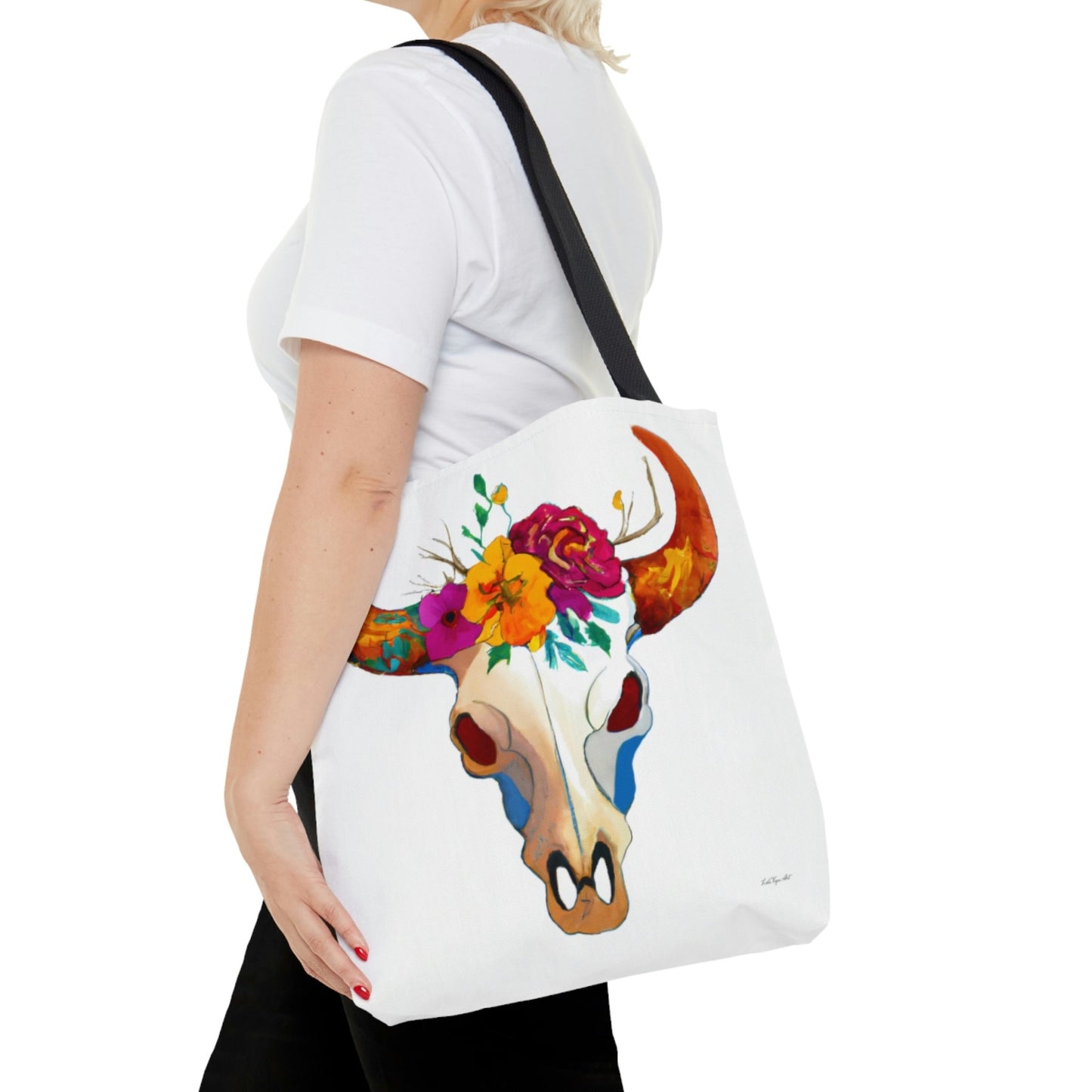 cow skull, bag, canvas bag, tote bag, gifts for women, canvas shopper, oversized canvas bag, reusable bag, shopping bag, tote bag for women - LOLA VEGAS ART