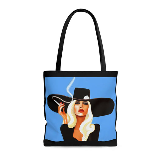 woman smoking, canvas bag, tote bag, gifts for women, canvas shopper, oversized canvas bag, reusable bag, shopping bag, tote bag for women - LOLA VEGAS ART