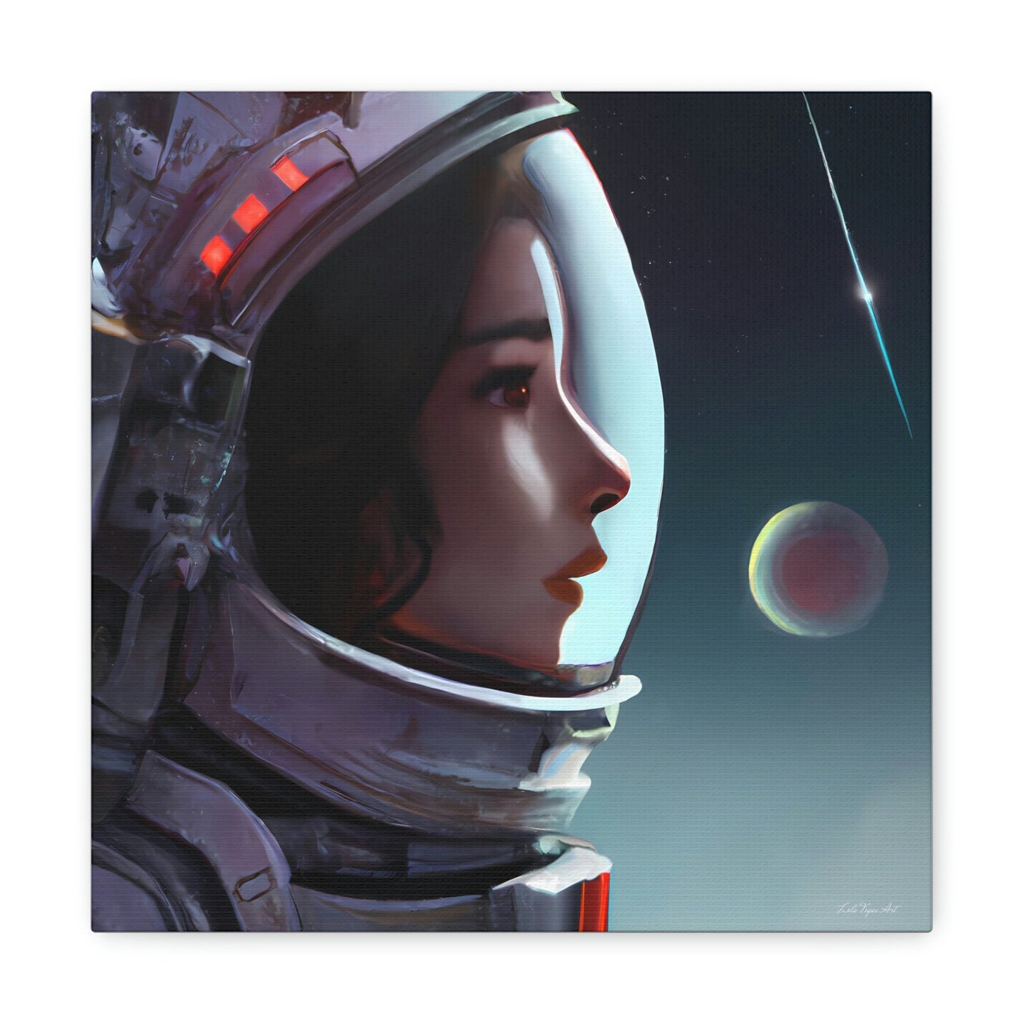 female astronaut, space art, space art print, astronaut in space, wall art, wall art canvas, astronaut gift, emotional wall art