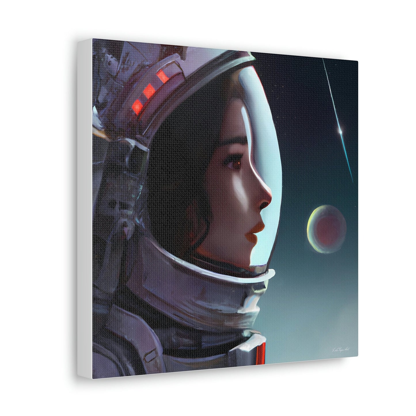 female astronaut, space art, space art print, astronaut in space, wall art, wall art canvas, astronaut gift, emotional wall art