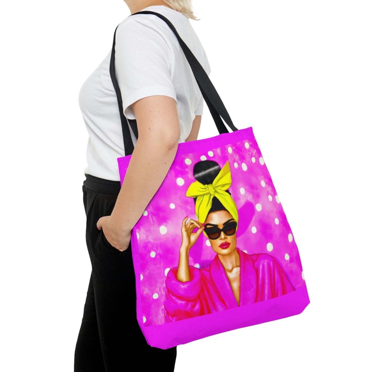 pink, sunglasses, bag, canvas bag, tote bag, gifts for women, oversized canvas bag, reusable bag, shopping bag, tote bag for women - LOLA VEGAS ART