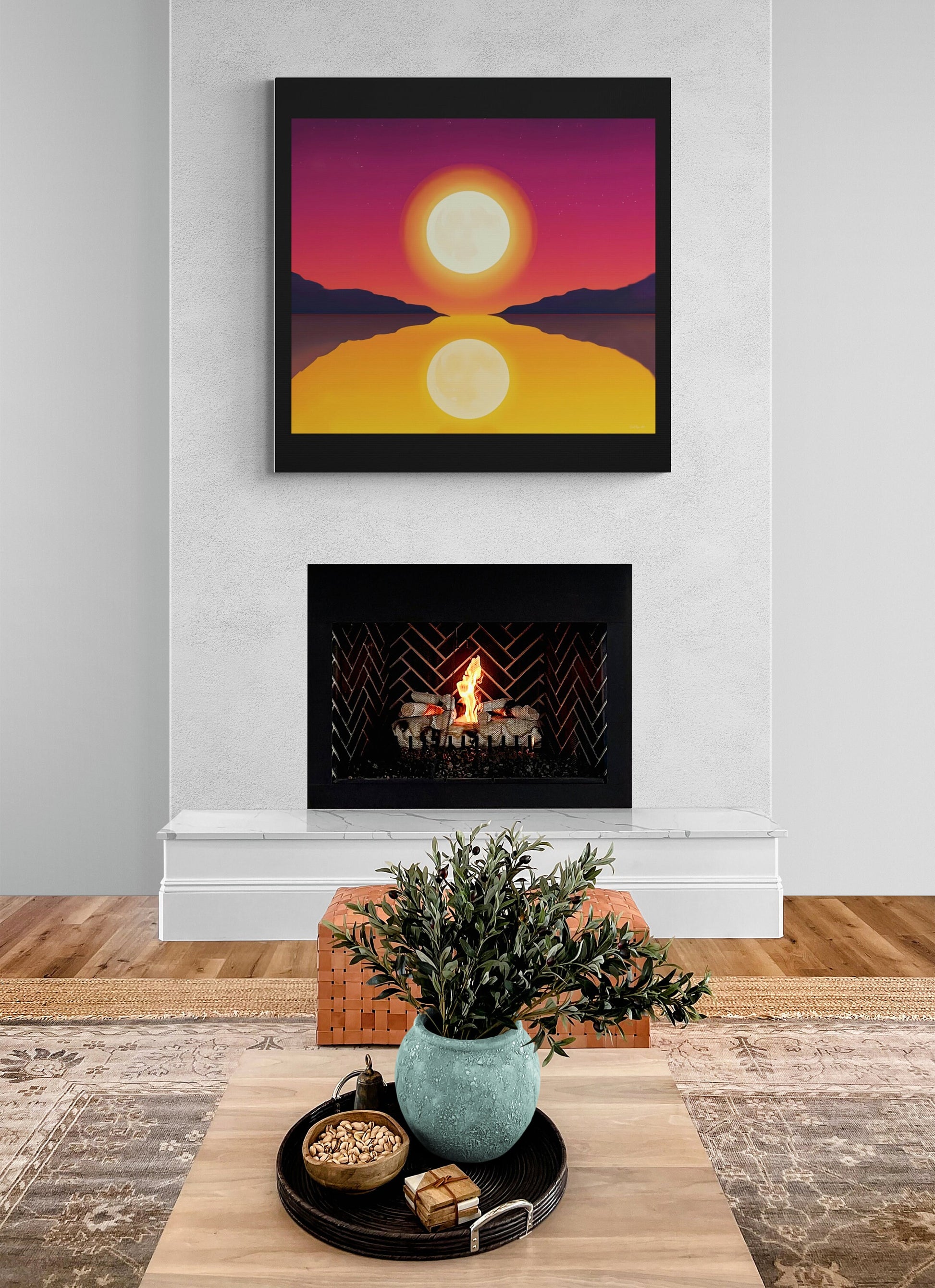 wall art canvas moon, wall art, wall art canvas, wall art dcor, moon wall art, landscape wall art, night wall art - LOLA VEGAS ART