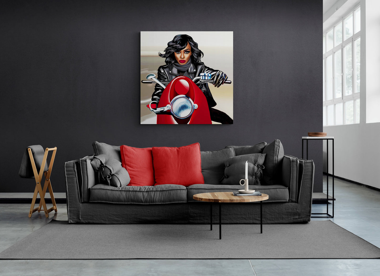 black woman art, black art, black girl magic, motorcycle art, goddess, wall art, wall art canvas, wall art dcor, woman art