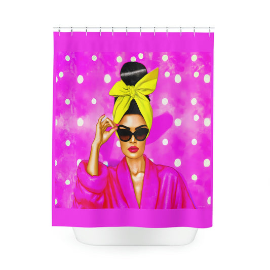 pink, woman decor, sunglasses, shower curtain, home accessories, bathroom dcor, bathroom, home dcor, housewarming gift, shower room deco - LOLA VEGAS ART