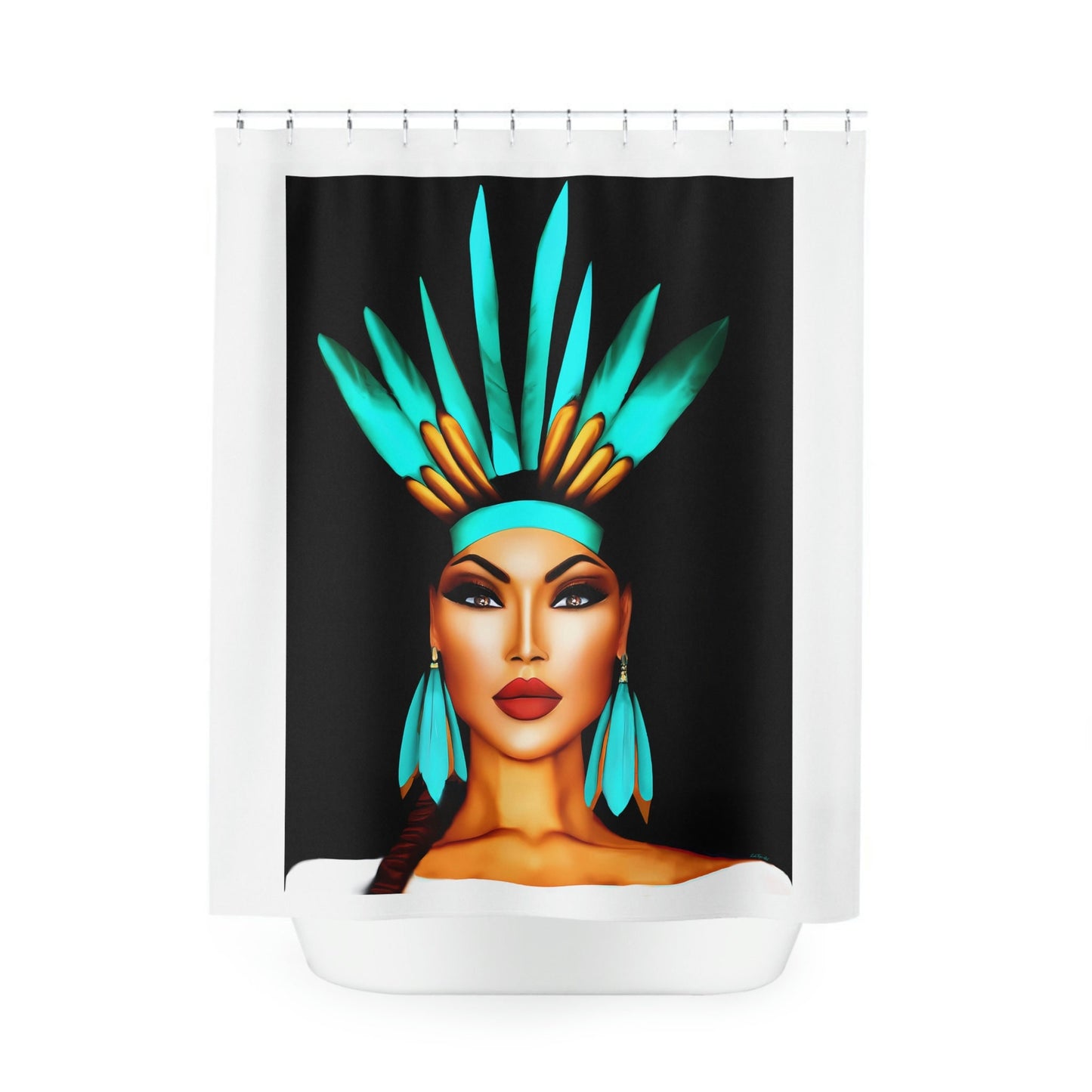 native american, turquoise, shower curtain, home accessories, bathroom dcor, bathroom, home dcor, housewarming gift, shower room decor