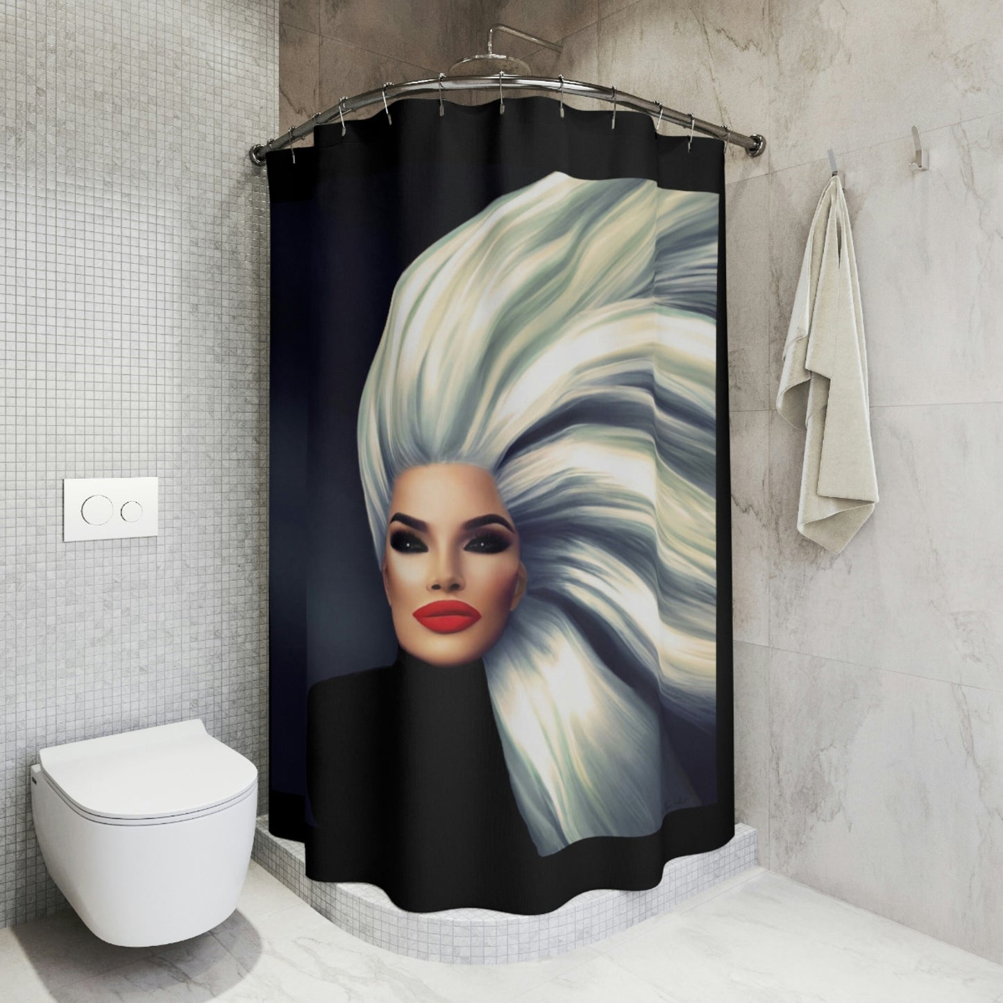 woman, gothic, fantasy art, shower curtain, home accessories, bathroom dcor, bathroom, home dcor, housewarming gift, shower room decor