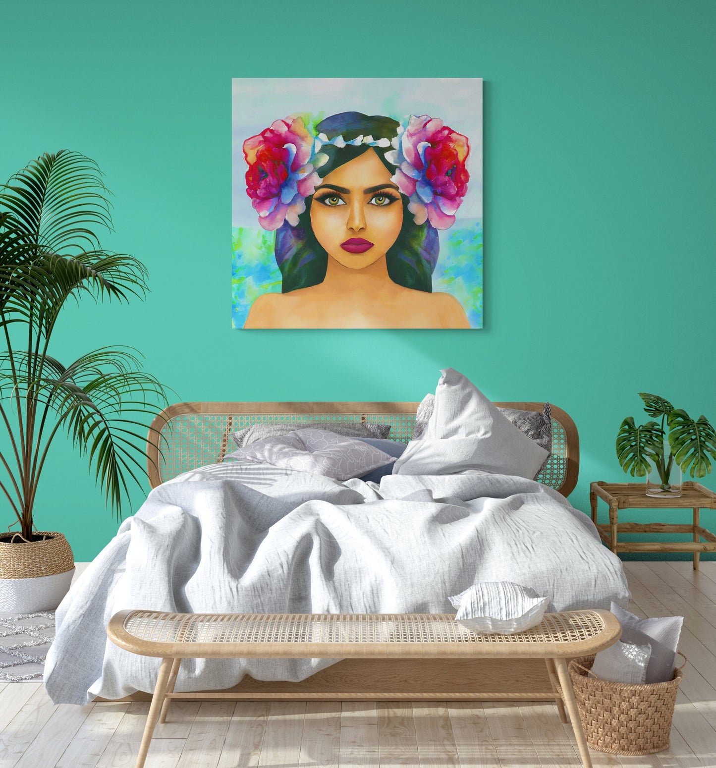 flower girl, hawaii wall art, boho wall decor, wall art, wall art canvas, wall art dcor, wall art woman