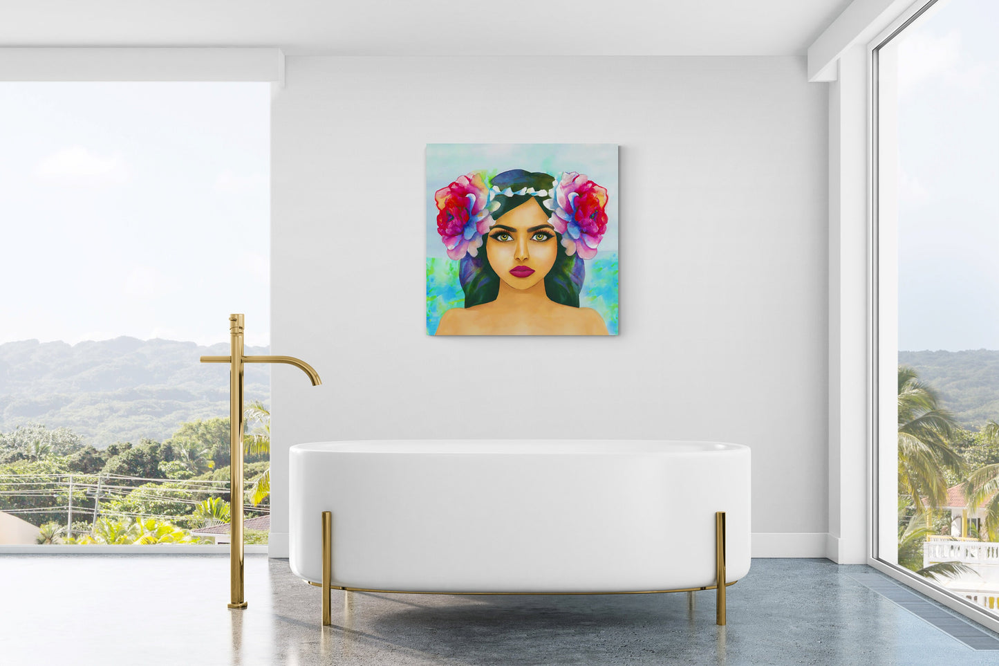 flower girl, hawaii wall art, boho wall decor, wall art, wall art canvas, wall art dcor, wall art woman