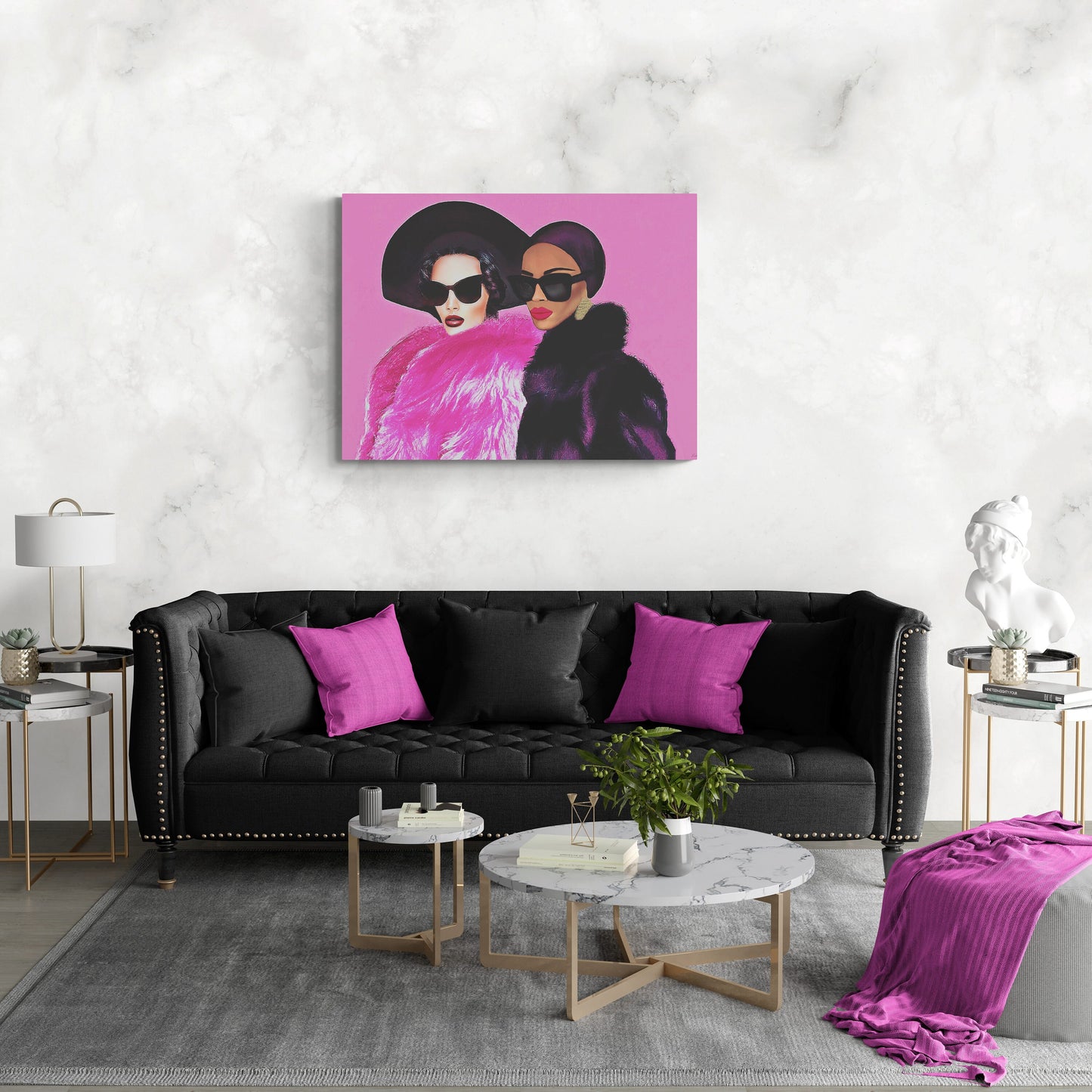 fur coat, sunglasses, black woman art, wall art, wall art canvas, wall art dcor, woman dcor, girl power