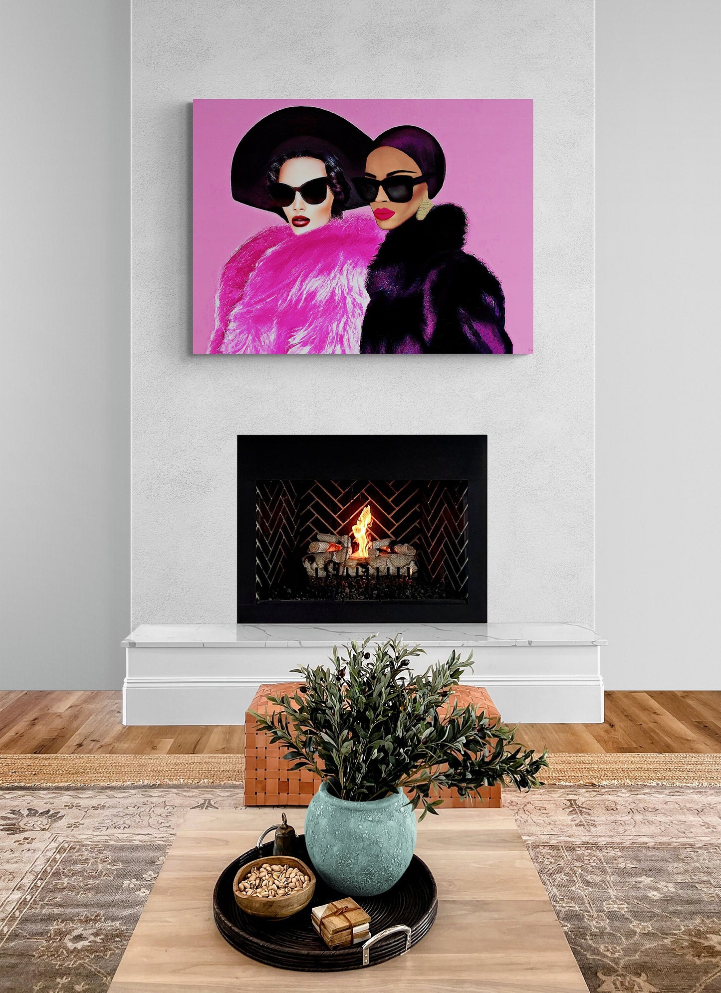 fur coat, sunglasses, black woman art, wall art, wall art canvas, wall art dcor, woman dcor, girl power