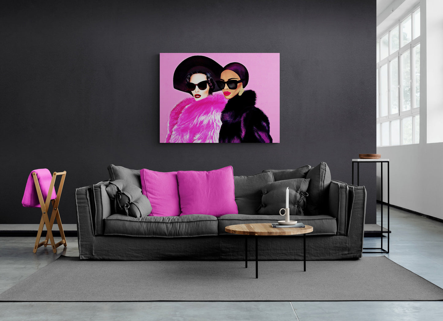 fur coat, sunglasses, black woman art, wall art, wall art canvas, wall art dcor, woman dcor, girl power