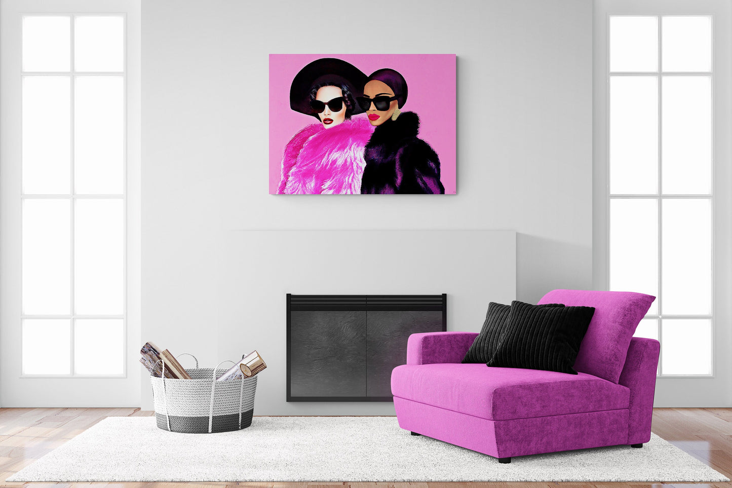 fur coat, sunglasses, black woman art, wall art, wall art canvas, wall art dcor, woman dcor, girl power