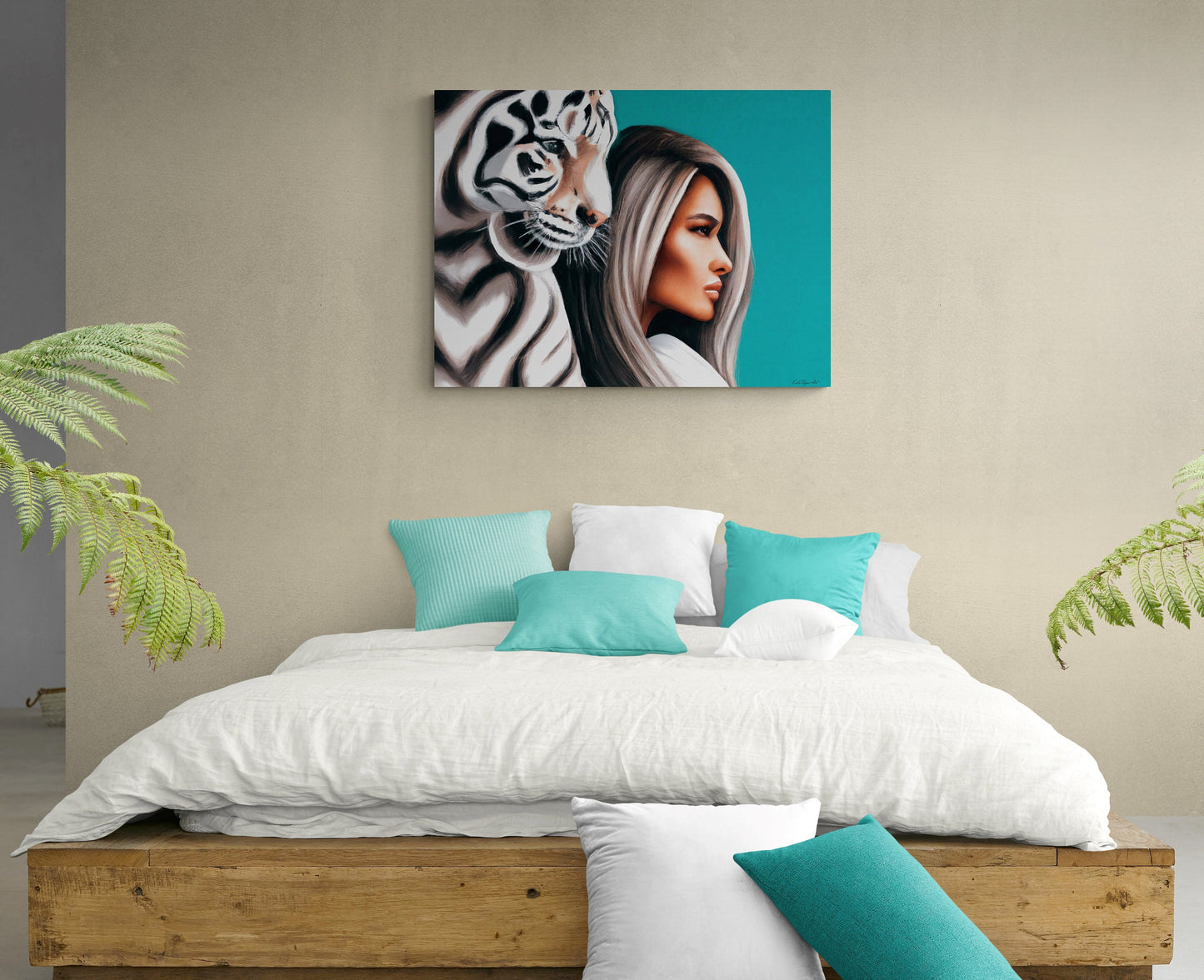 white tiger, wall art animals, tiger print, animal print, wall art woman, wall art, wall art canvas, wall art dcor,