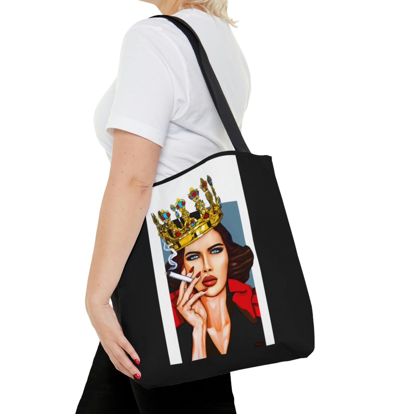 smoking woman, queen, canvas bag, tote bag, gifts for women, oversized canvas bag, reusable bag, shopping bag, tote bag for women