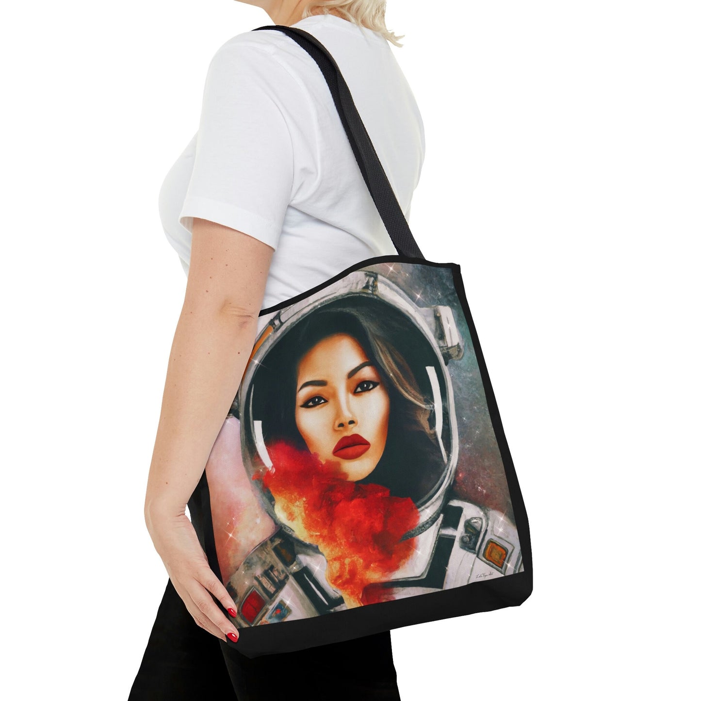 female astronaut, bag, canvas bag, tote bag, gifts for women, oversized canvas bag, reusable bag, shopping bag, tote bag for women