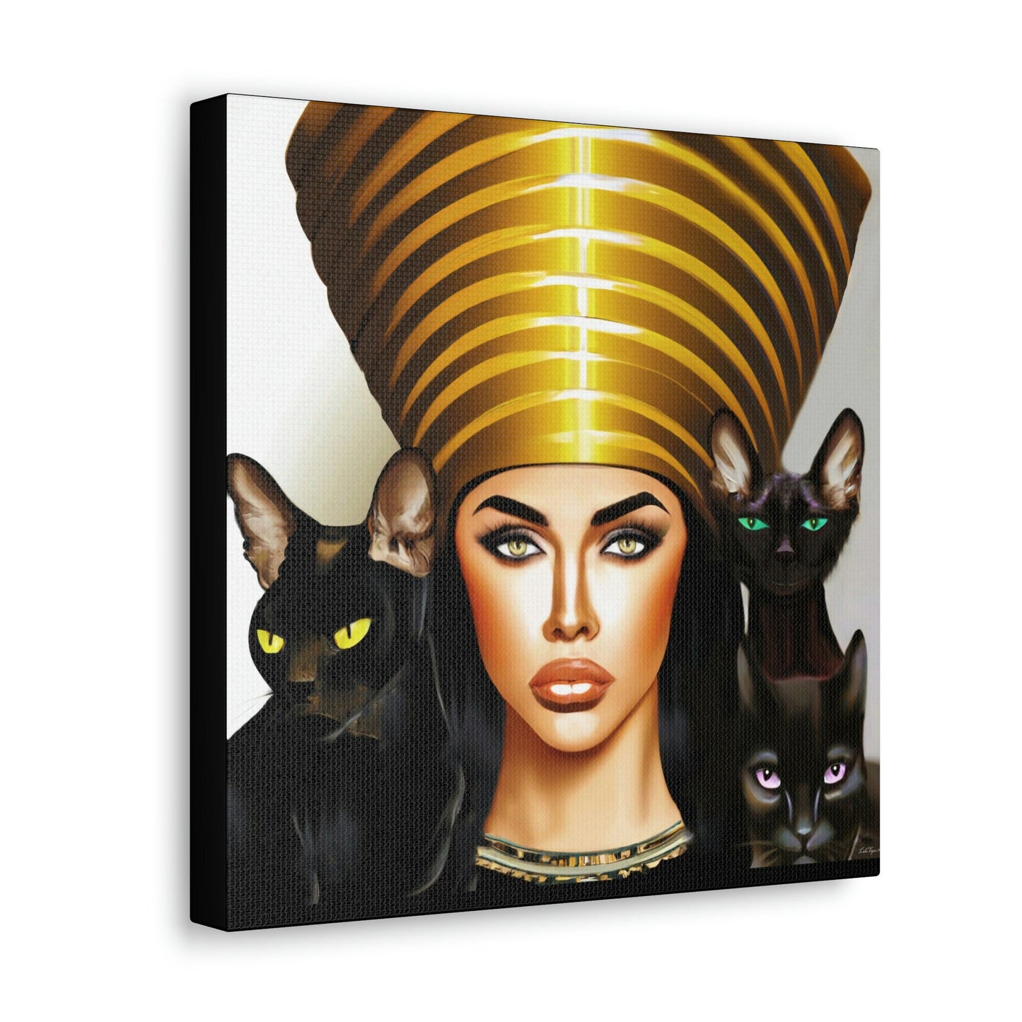 wall art, wall art canvas, wall art dcor, wall art egypt, egyptian queen, black cat art, cat art print, egypt, black cats, cat prints - LOLA VEGAS ART